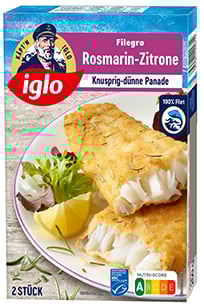 Produktverpackung iglo Filegro Rosmarin-Zitrone