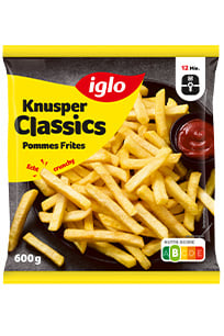 Produktverpackung iglo Knusper Classics Pommes Frites