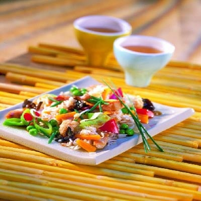 Chinesische Gemüsepfanne mit Putenbruststreifen