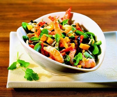 Garnelen Reis Pfanne