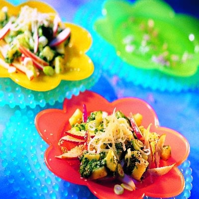 Kartoffelsalat mit Spinat