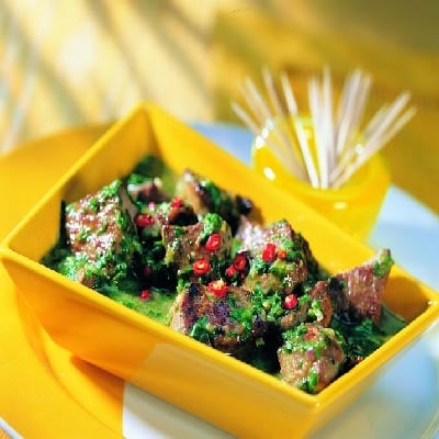 Straußenragout mit Spinatsauce