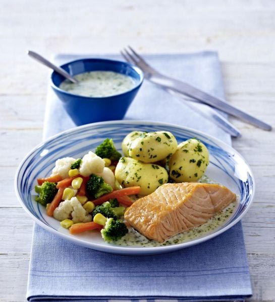 Lachsfilet mit Landgemüse