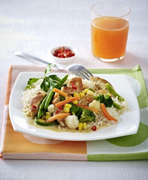 Chili Hähnchen mit Schmorgemüse