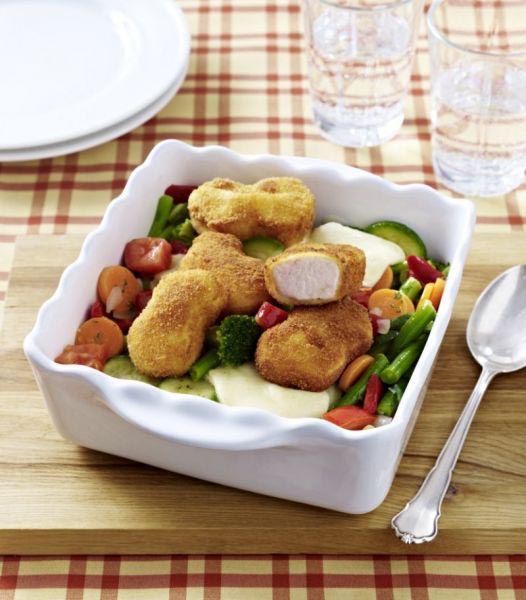 Chicken Nuggets auf Gemüsebett