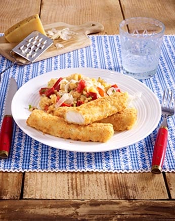 Fischsticks mit Paprikarisotto