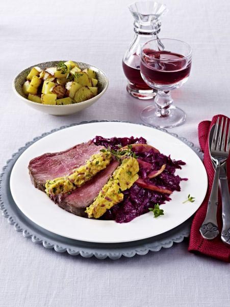 Roastbeef auf Birnen Rotkohl