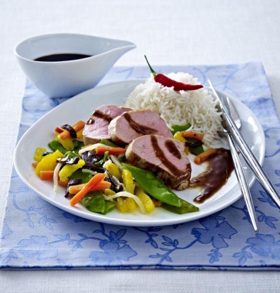 Schweinefilet an Sojasoße mit Wokgemüse