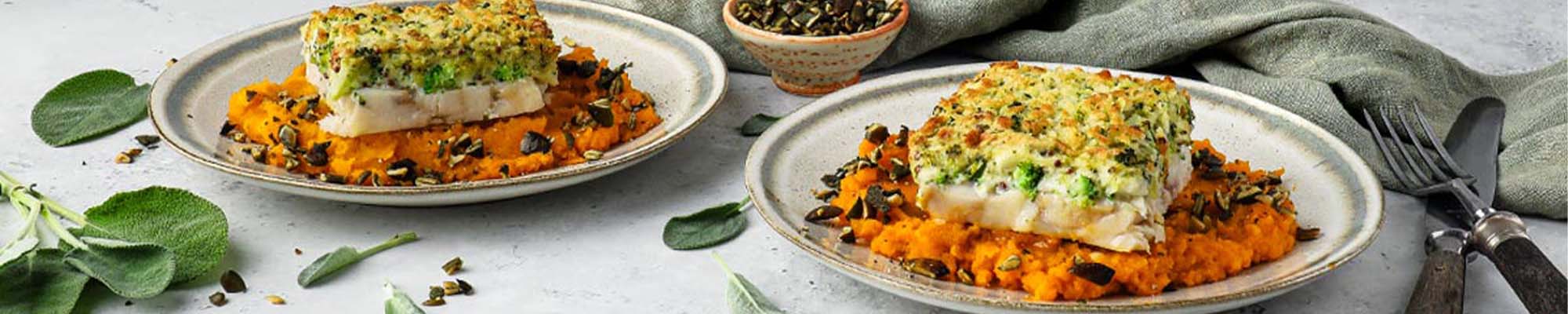 Schlemmer-Filet mit gerösteten Kürbis-Stampf & Topping 