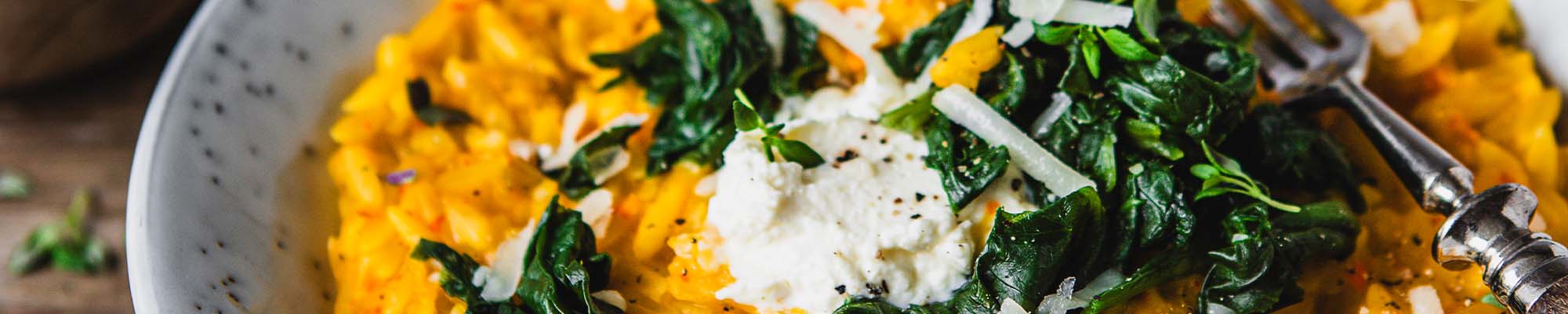 Kürbis Orzotto mit Spinat