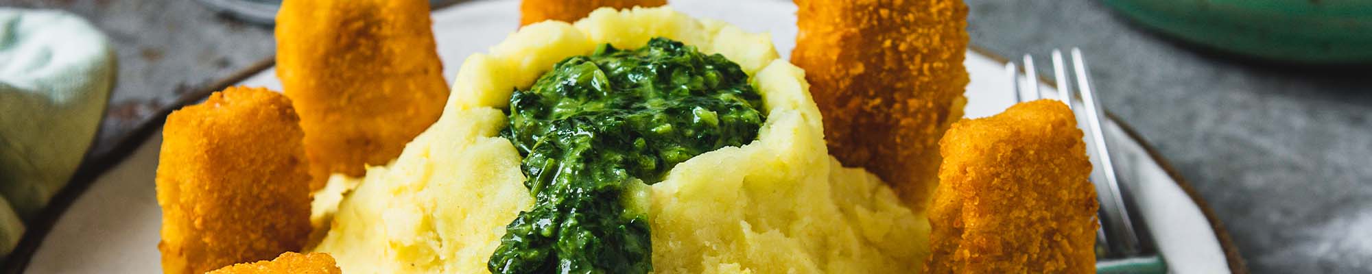 Blubb-Vulkan mit Fischstäbchen