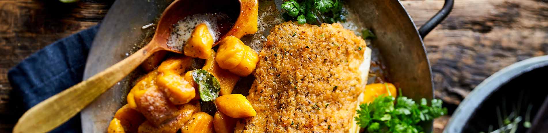 Schlemmer Filet mit Kartoffel-Kürbis-Gnocchi