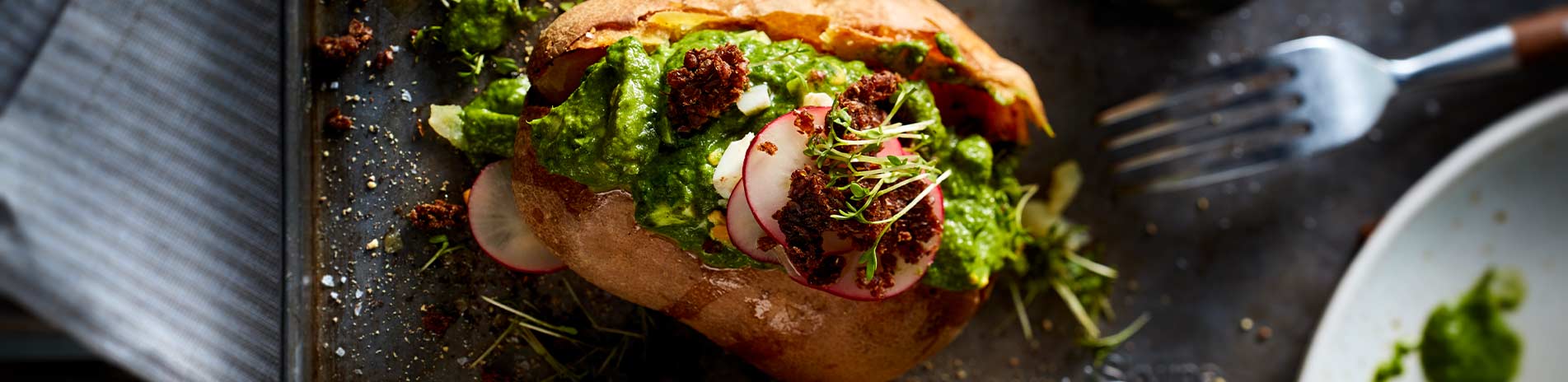 Backkartoffel mit Spinatcreme