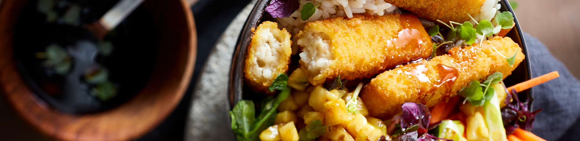 Schnelle "Fischstäbchen"-Teriyaki-Bowl