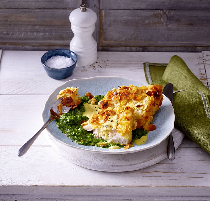 rotbarschfilets an rahm spinat mit senfsosse