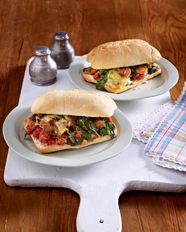 schnelles pilz spinat pizzabroetchen